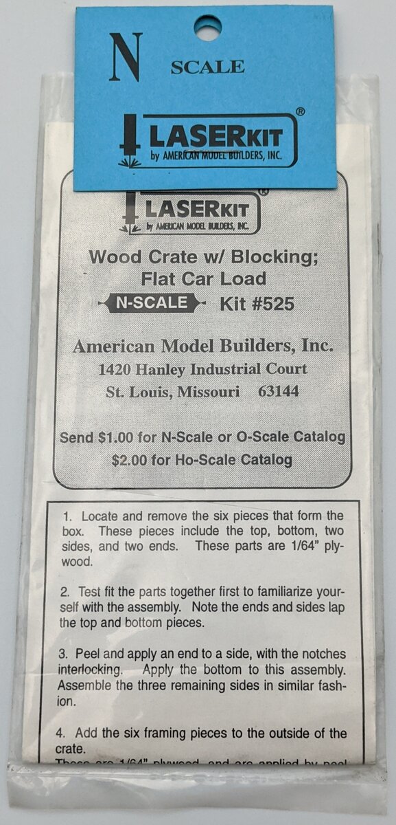 American Model Builders 525 N Scale Laser Art Crate w/ Blocking Flatcar Load Kit