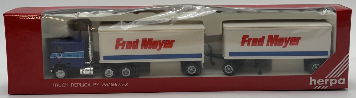 Herpa 6117 HO By Promotex Freighliner Fred Meyer Tractor W/ Double Trailers