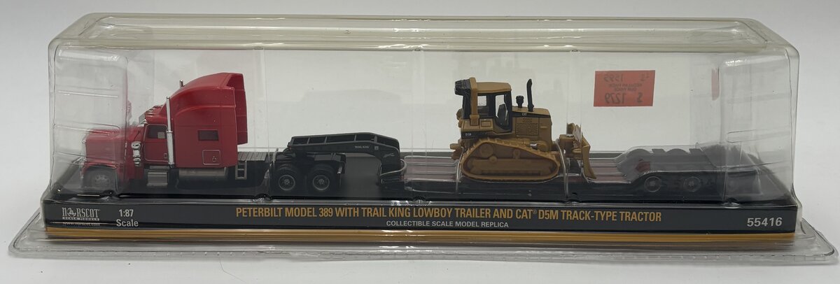 Norscot 55416 1:87 Peterbilt 389 W/Trail King Lowboy Trailer & Load CAT D5M