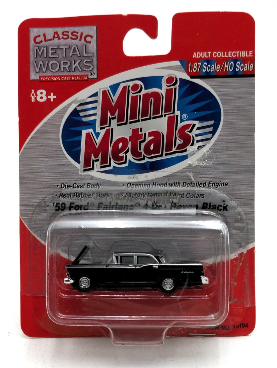 Classic Metal Works 30194 HO Mini Metals Raven Black '59 Ford Fairlane 4-Dr Car