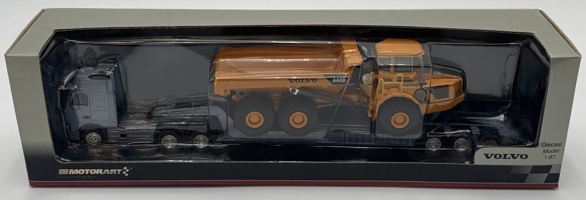 Motorart 13147 Volvo Semi Tractor Lowboy Flatbed Trailer with A40D Truck