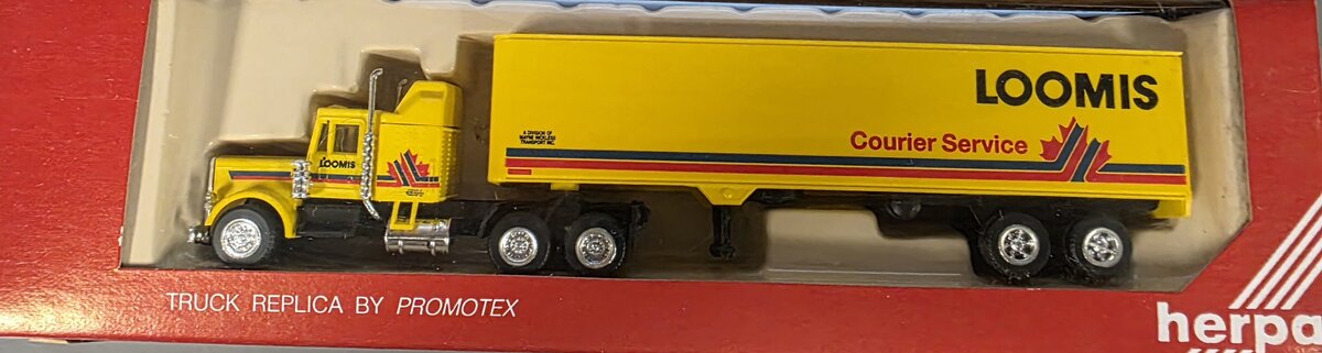 Herpa 6098 HO By Promotex Loomis Kenworth Courier Service Tractor Trailer
