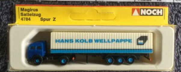 Noch 4784 Z Scale Hans Kolb Wellpappe Magirus Truck with Van Trailer