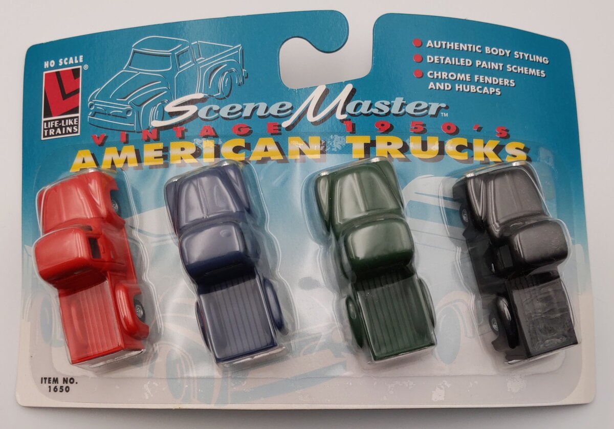 Life Like 433-1650 HO Scale Vintage 1950's American Pickup Trucks (Set of 4)