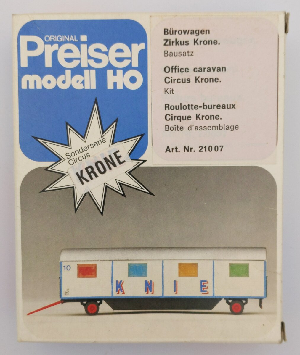 Preiser 21007 HO Circus Krone Office Wagon Building Kit