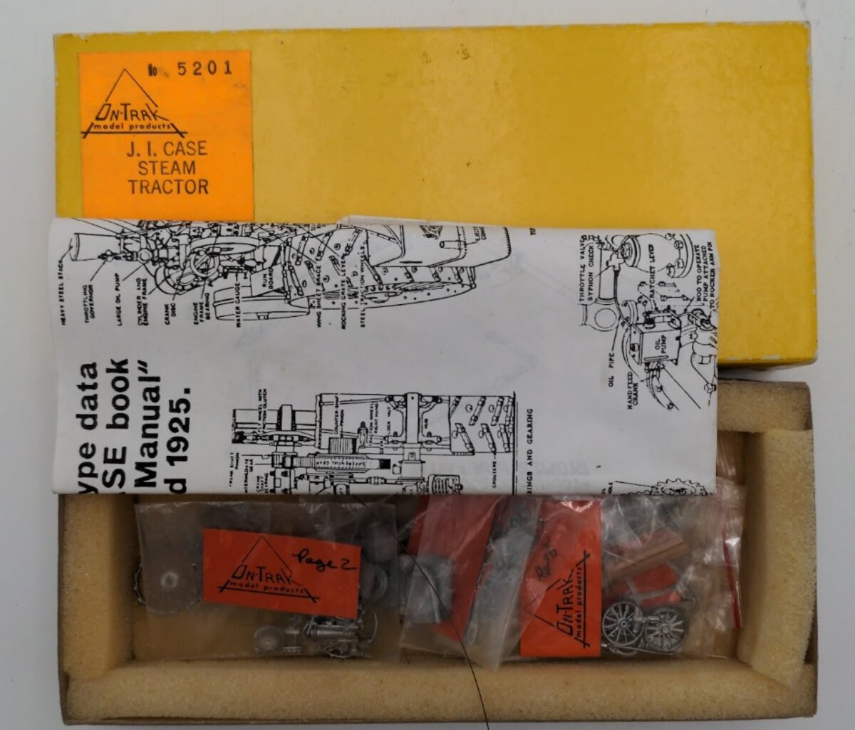 On-Trak Model Products 5201 HO Scale J.I. Case Steam Tractor White Metal Kit