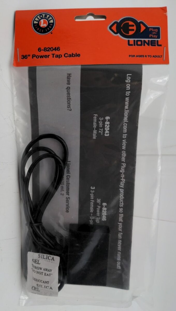 Lionel 6-82046 O Gauge 36'' Power Tap Cable (3-pin 1M/3F)