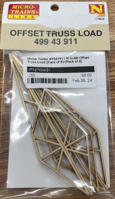 Micro-Trains 49943911 N Offset Roof Truss Load (Pack of 8)