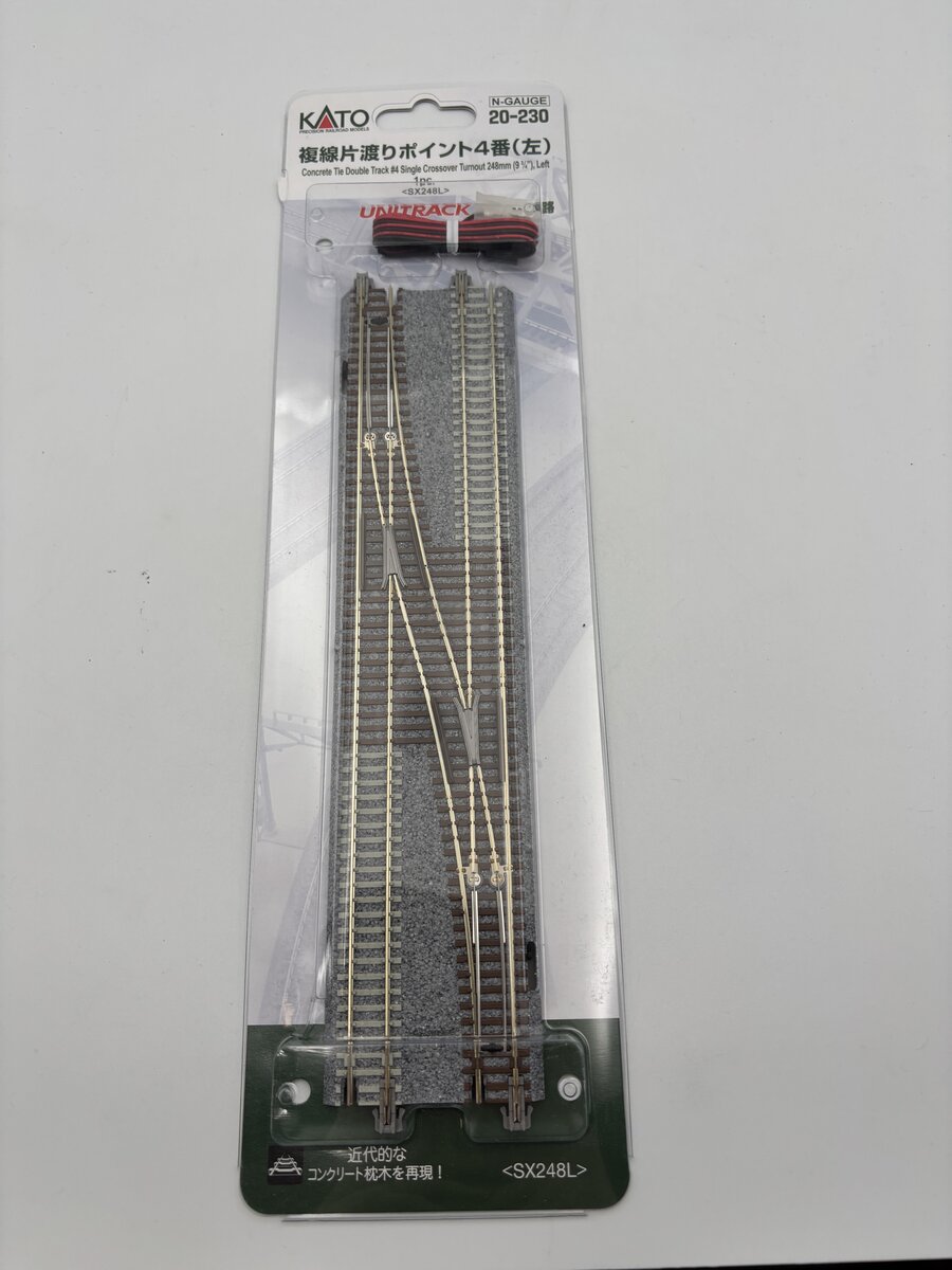 Kato 20-230 N 9-3/4" Left Double Concrete Tie Track Single Crossover Unitrack