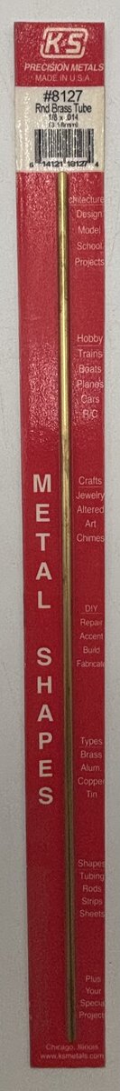 K&S 8127 1/8" x 12" Round Brass Tube
