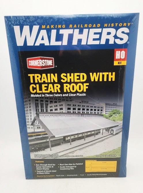 Walthers 933-2984 HO Scale Train Shed with Clear Roof Building Kit