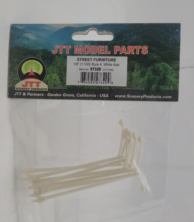 JTT Scenery Products 97329 1/8" (1:100) White Light/Utility Pole #4 (Pack of 8)