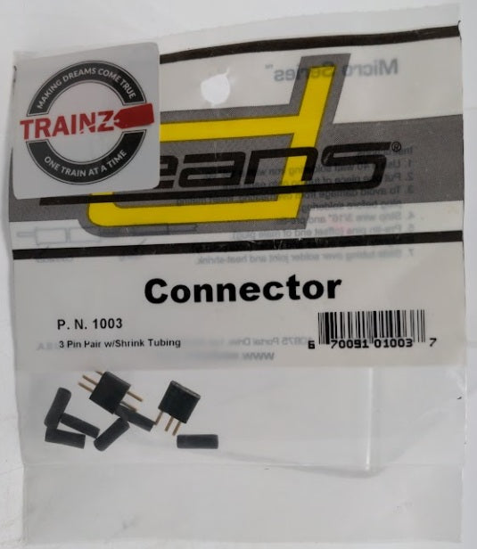 WS Deans 1003 3 Pin Connector With Shrink Tubing