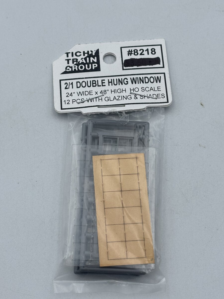 Tichy 8218 HO 24" x 48" 2/1 Double-Hung Window w/Glazing & Shades (Pack of 12)