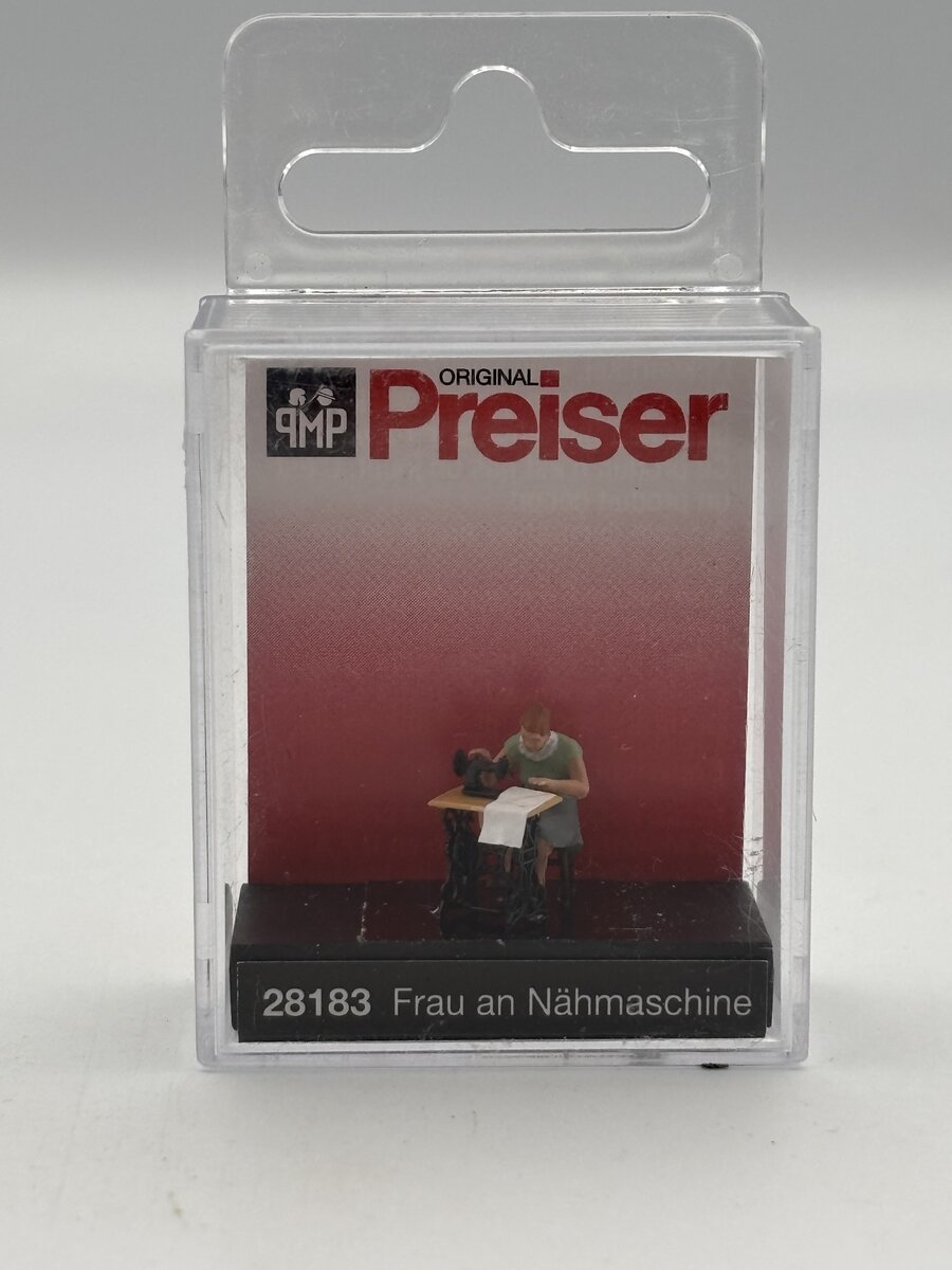 Preiser 28183 HO Woman at Sewing Machine Figure w/Chair & Sewing Machine