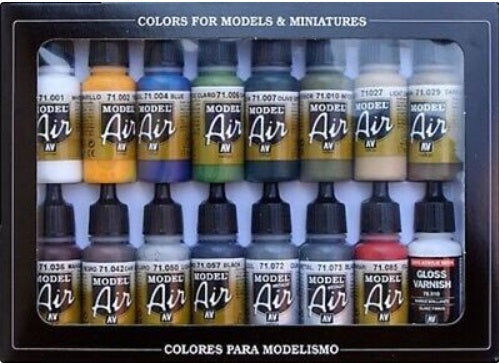 Vallejo Paint 71192 Building Colors Model Air Matte Acrylic Paints (Set of 16)