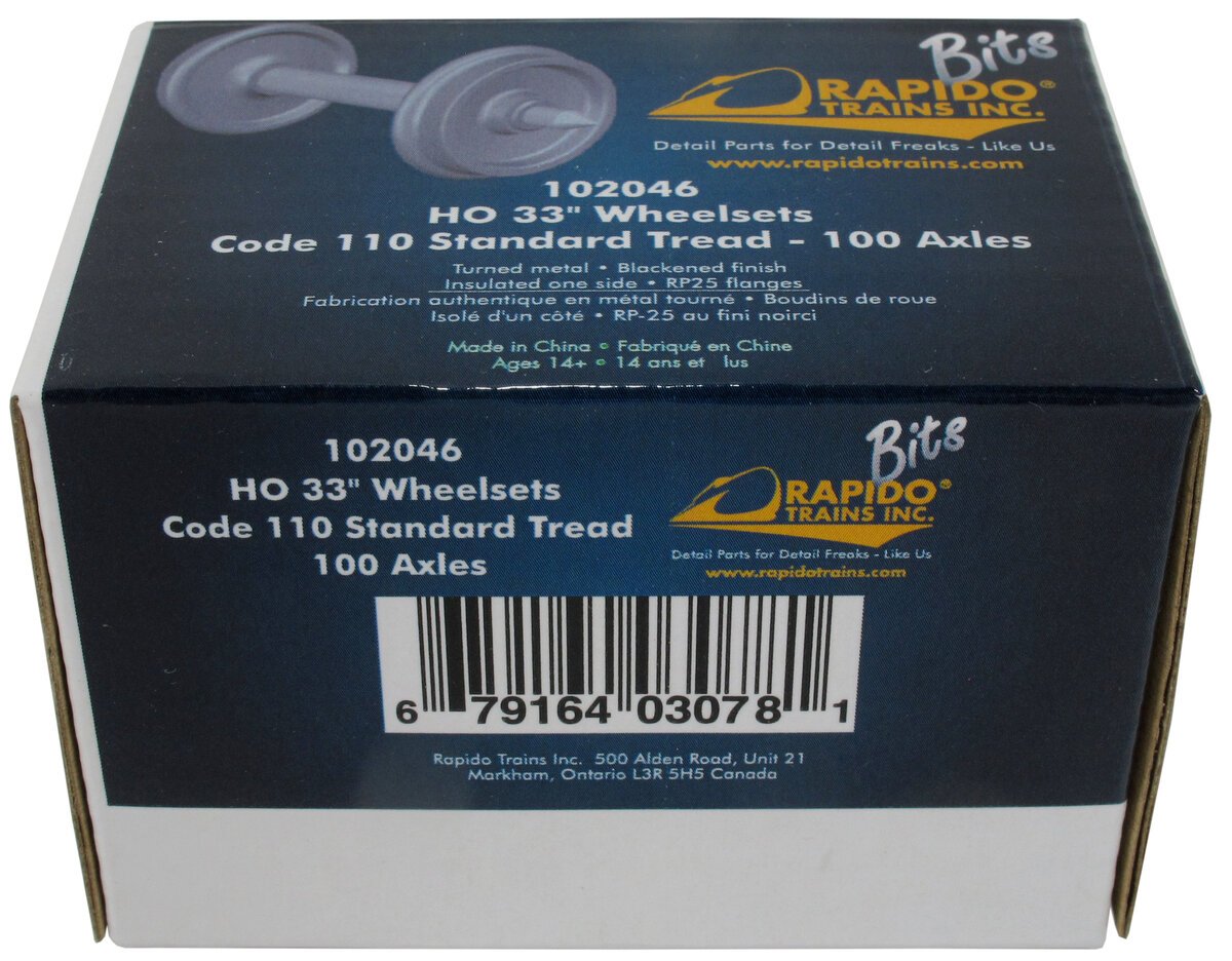 Rapido Trains 102046 HO Code 110 33 RP-25 Metal Wheelsets (Pack of 100)