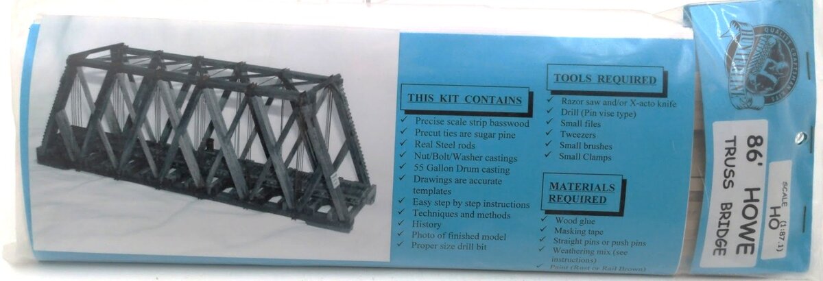 Hunterline 86' HO Scale 30' Howe Truss Bridge Limited Edition Kit