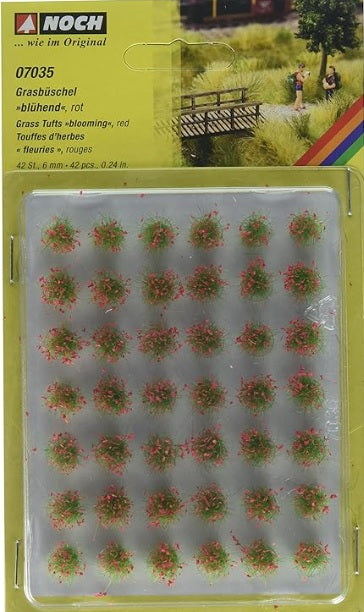 Noch 7035 Blooming Grass Tufts (Red) - 1/4" .6cm (Pack of 42)