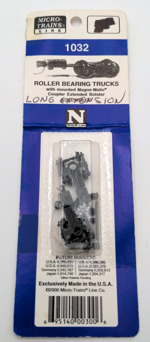 Micro-Trains 00302034 N Roller Bearing Trucks w/Long Extension with Couplers