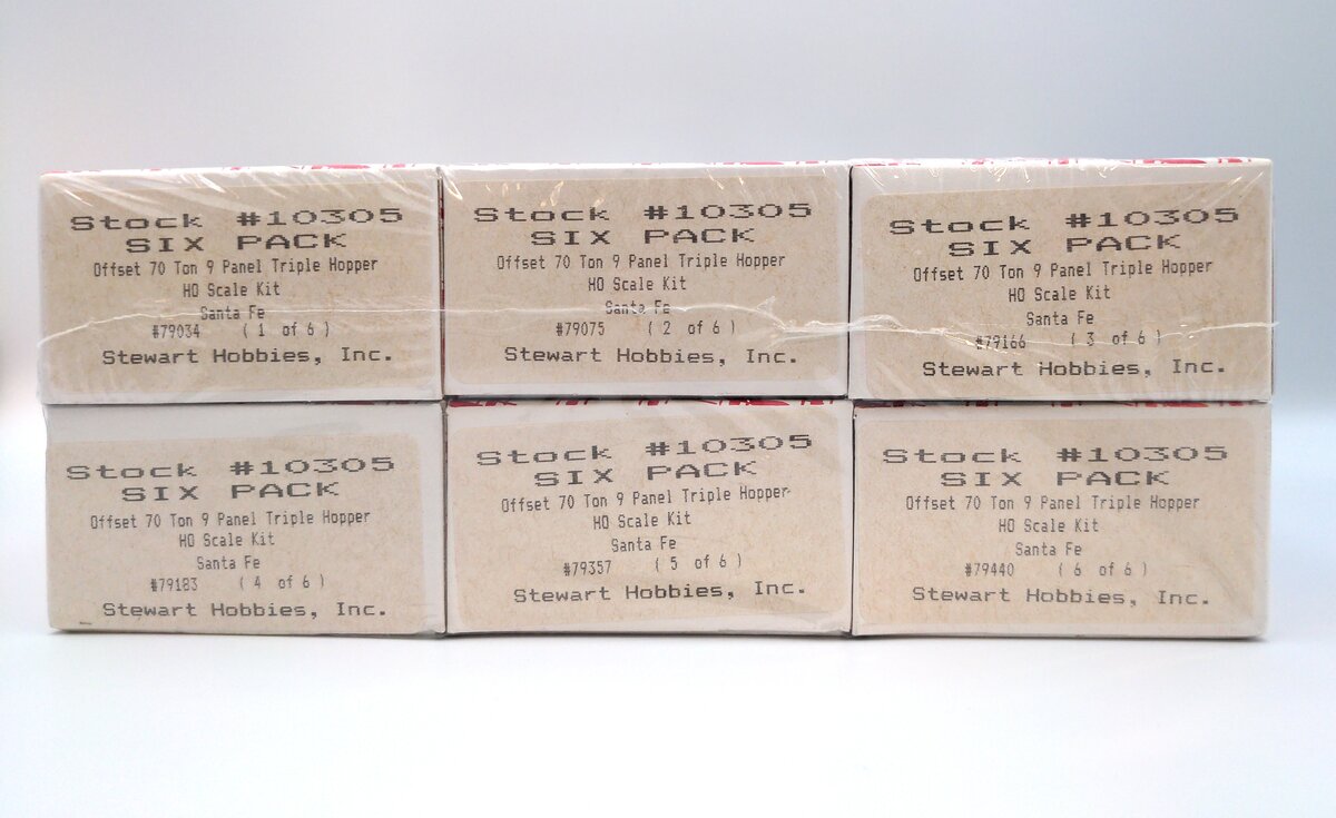 Stewart Hobbies 10305 HO ATSF Offset 70 Ton 9 Panel Triple Hopper (Set of 6)