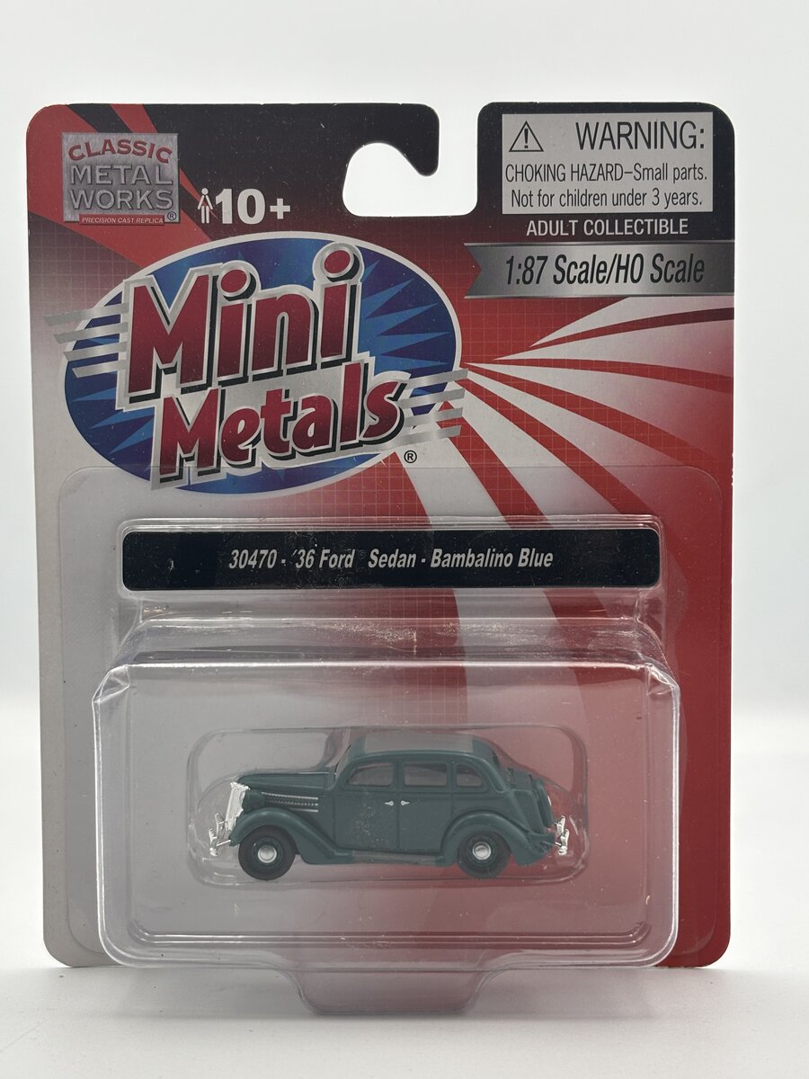 Classic Metal Works 30470 HO Mini Metals Bambalino Blue 1936 Ford Sedan Car