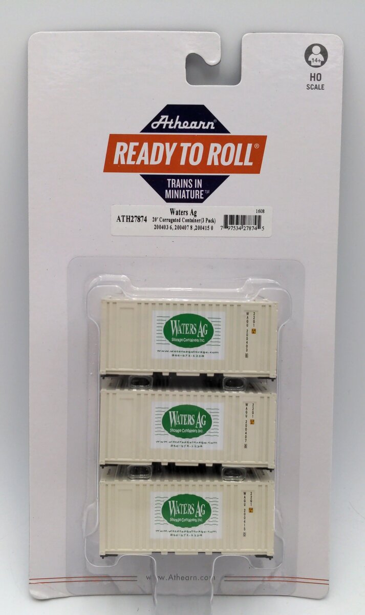 Athearn 27874 HO Water Ag RTR 20' Corrugated Container with Panel (3)