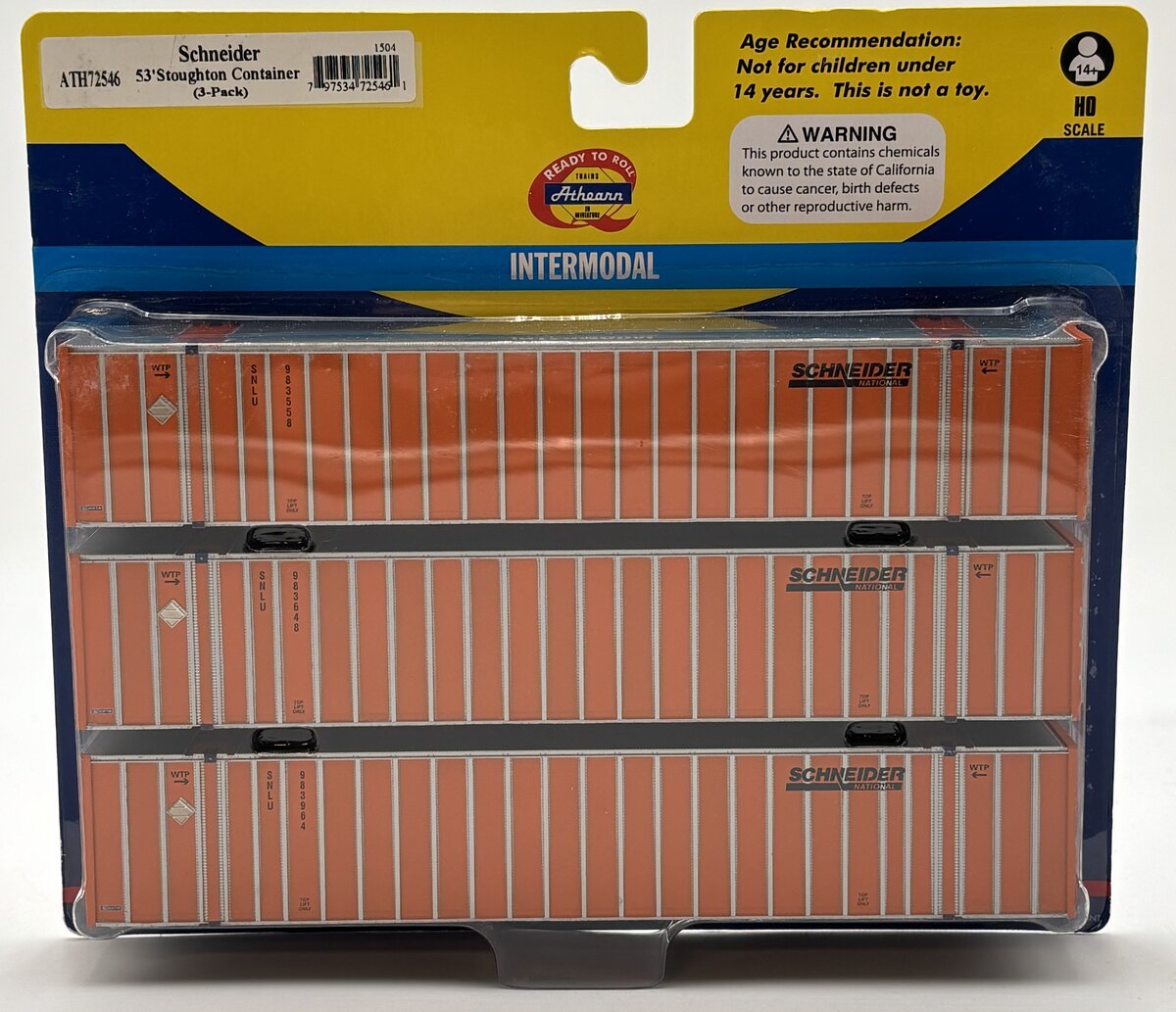 Athearn 72546 HO SNLU/Orange 53' Stoughton Container RTR #2 (3)