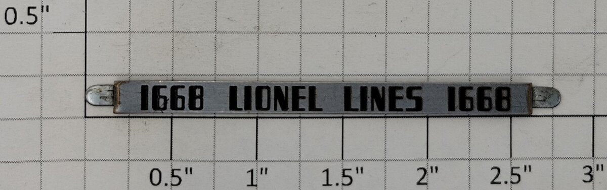 Lionel 1668-12 Lionel Lines 1668 Large Font Side Nameplate