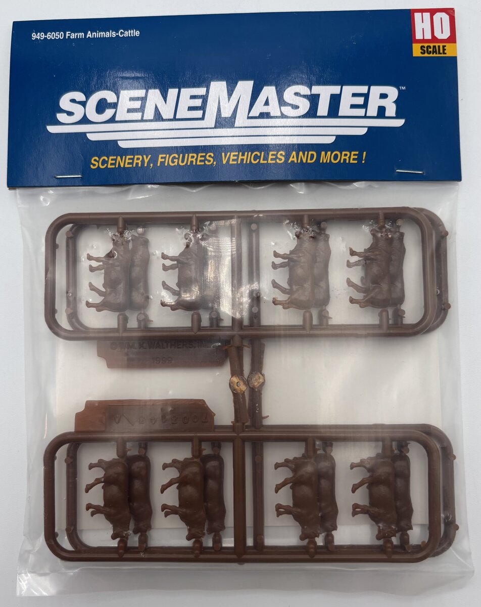 Walthers 949-6050 HO Scale Brown Beef Cattle Figures (Set of 16)