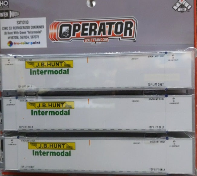 Scale Trains SXT10110 HO Hunt w/Green Intermodal CIMC 53''Container (Pack of 3)