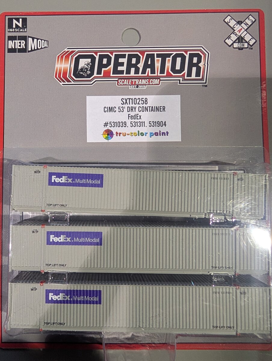 Scale Trains SXT10258 N FedEx CIMC 53’ Corrugated Dry Container #1 (Pack of 3)