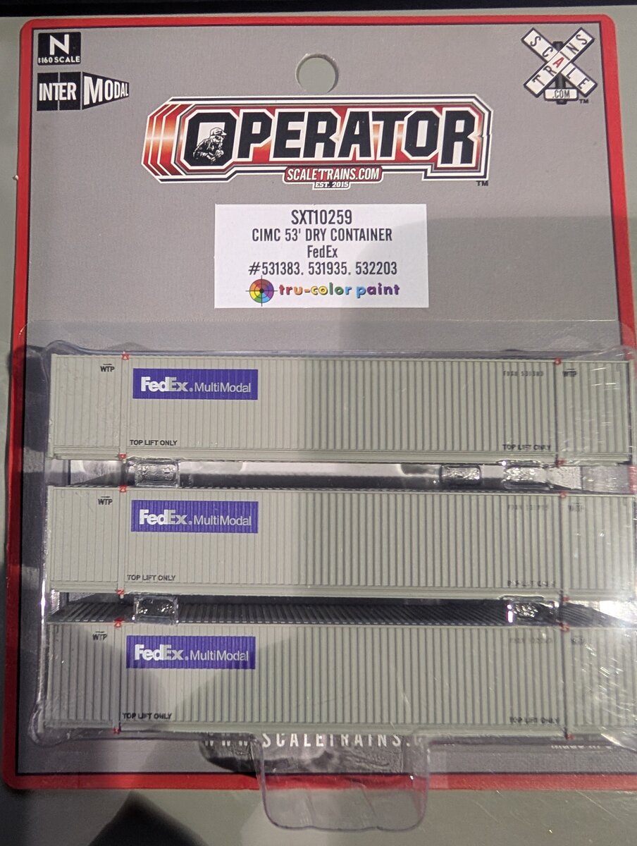 Scale Trains SXT10259 N FedEx CIMC 53’ Corrugated Dry Container #2 (Pack of 3)