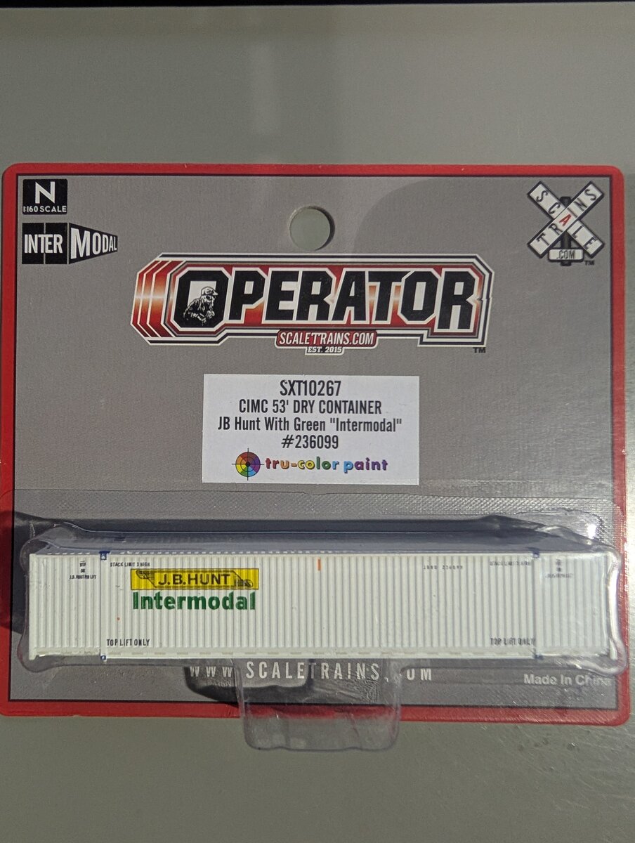 Scale Trains SXT10267 N Scale JB Hunt Intermodal CIMC 53' Dry Container #236099