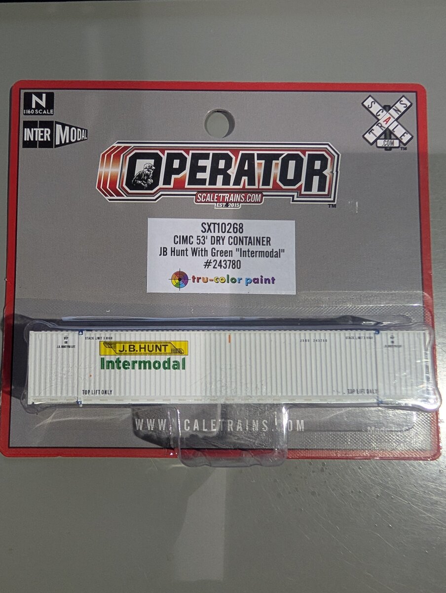 Scale Trains SXT10268 N Scale JB Hunt Intermodal CIMC 53' Dry Container #243780