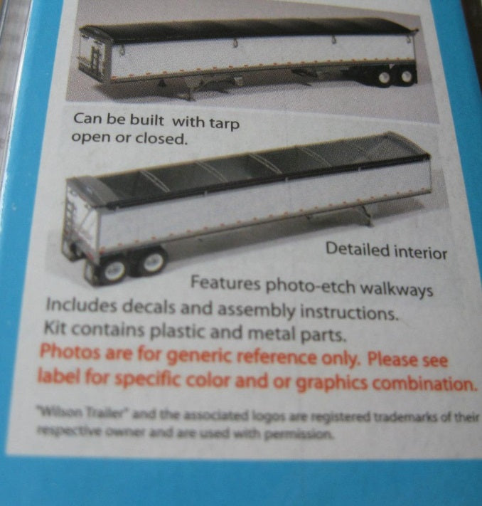Lonestar Models 6030 HO Wilson Grain Trailer W/Ptd Black Sides Red Tarp Kit