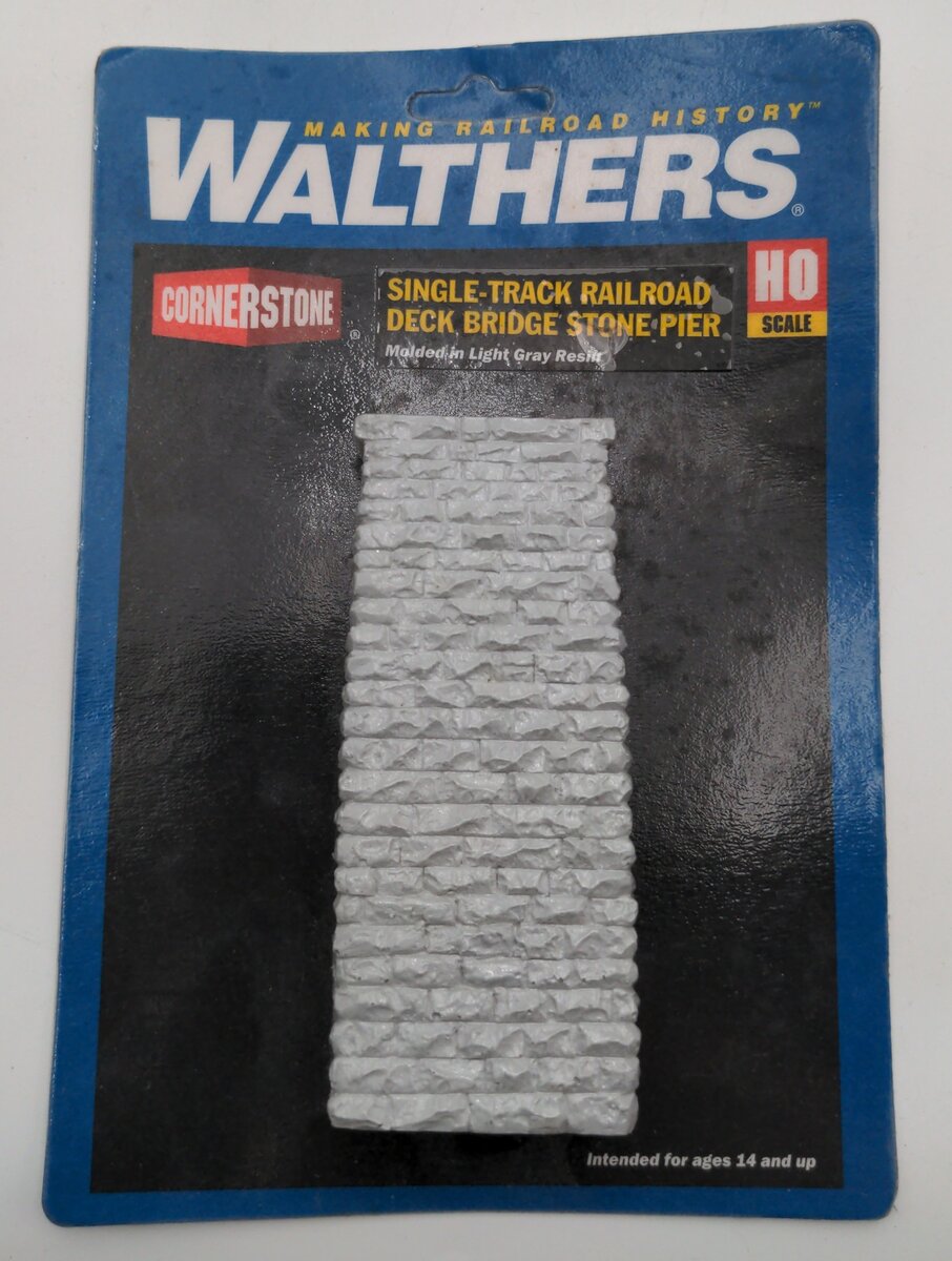 Walthers 933-4580 HO Single-Track Railroad Deck Bridge Stone Pier