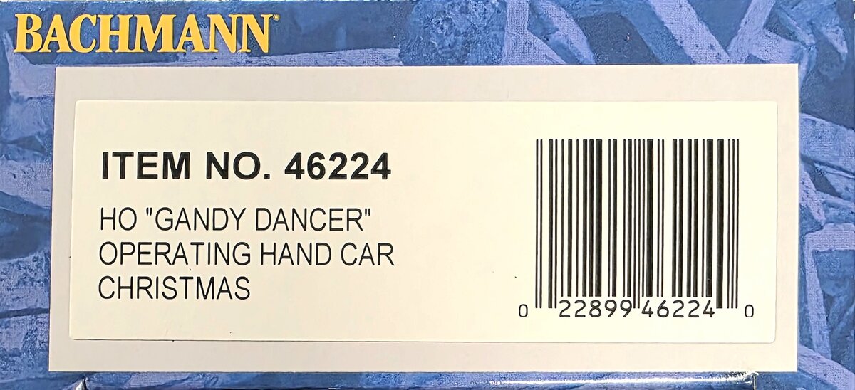 Bachmann 46224 HO Christmas Gandy Dancer Operating Hand Car