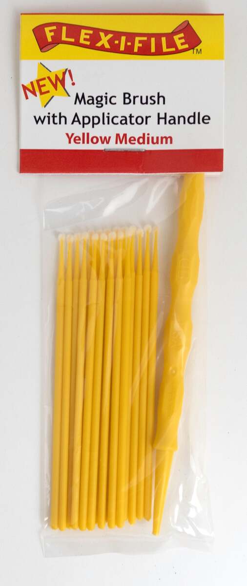 Flex-I-File M929005B Yellow Medium Magic Brush w/Applicator Handle (Pack of 100)