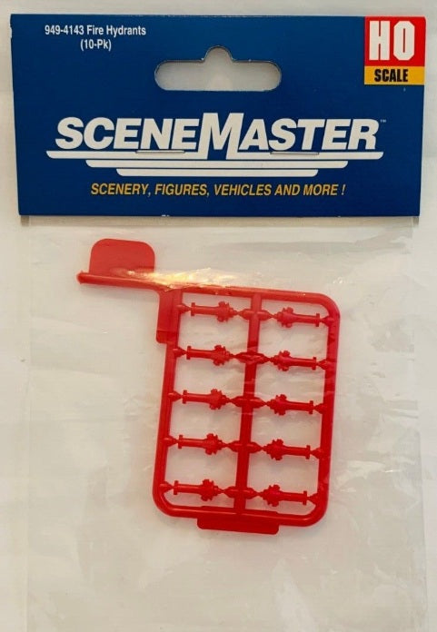 Walthers 949-4143 HO Scale Red Fire Hydrants (Pack of 10)