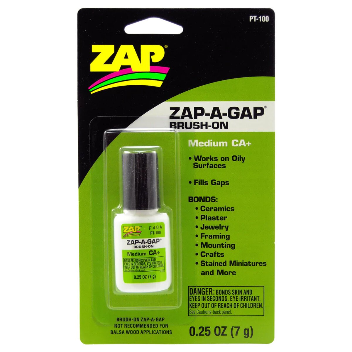 Pacer Glue PT100 Zap-A-Gap CA+ Brush On Super Glue - 1/4 oz. Bottle