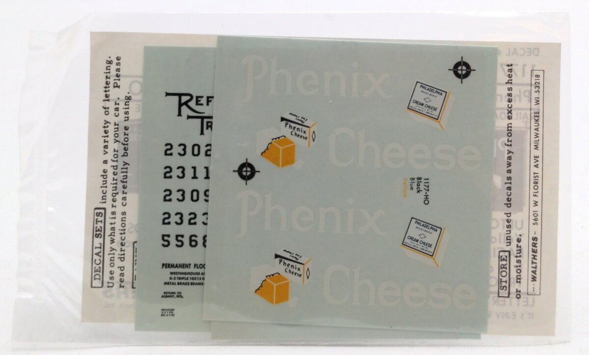 Walthers 1177 HO Scale Phenix Cheese Union Refrigerator Transit Decals