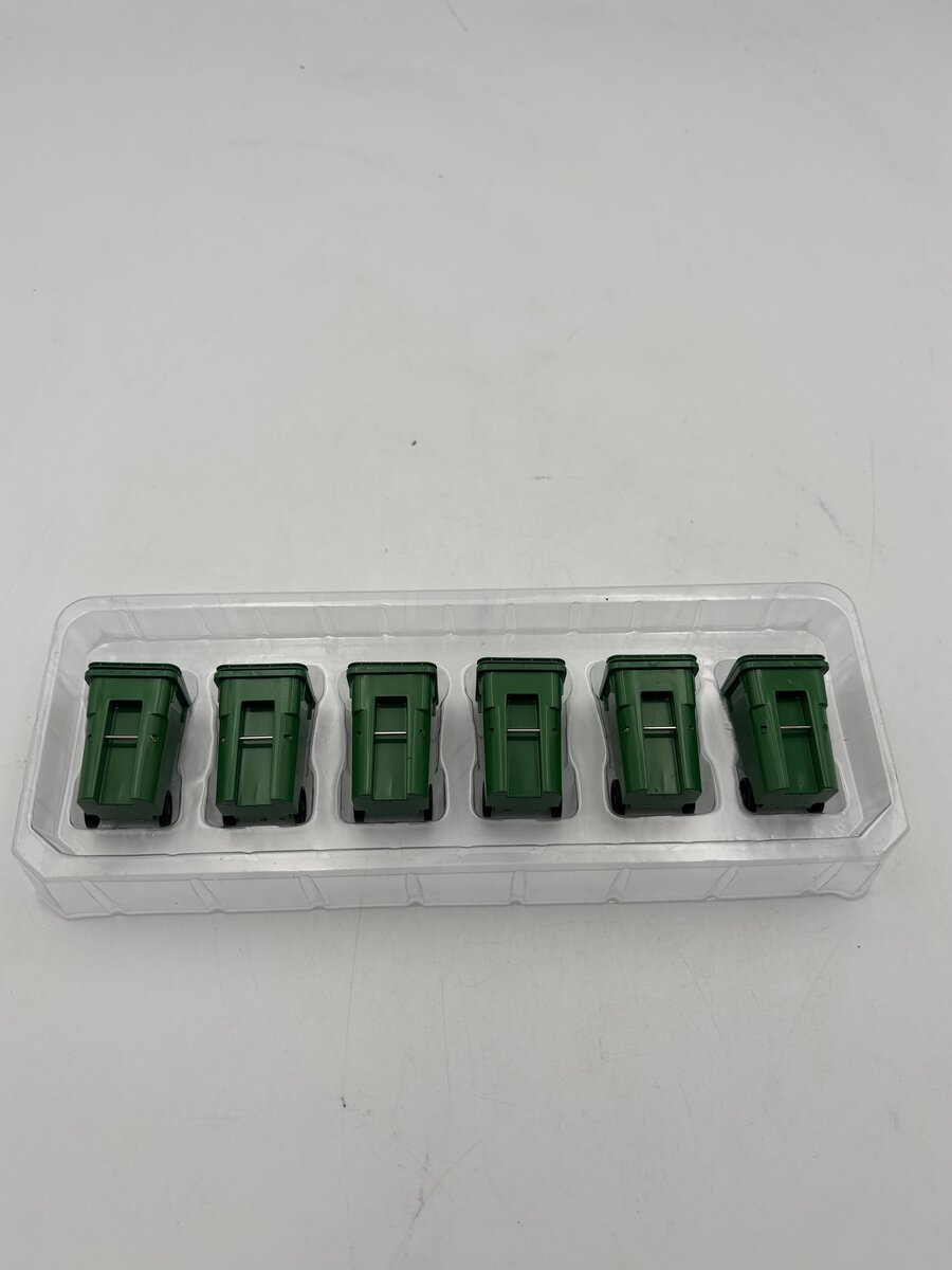 First Gear 90-0519 1:34 Set of Six Trash Carts - Green (6)