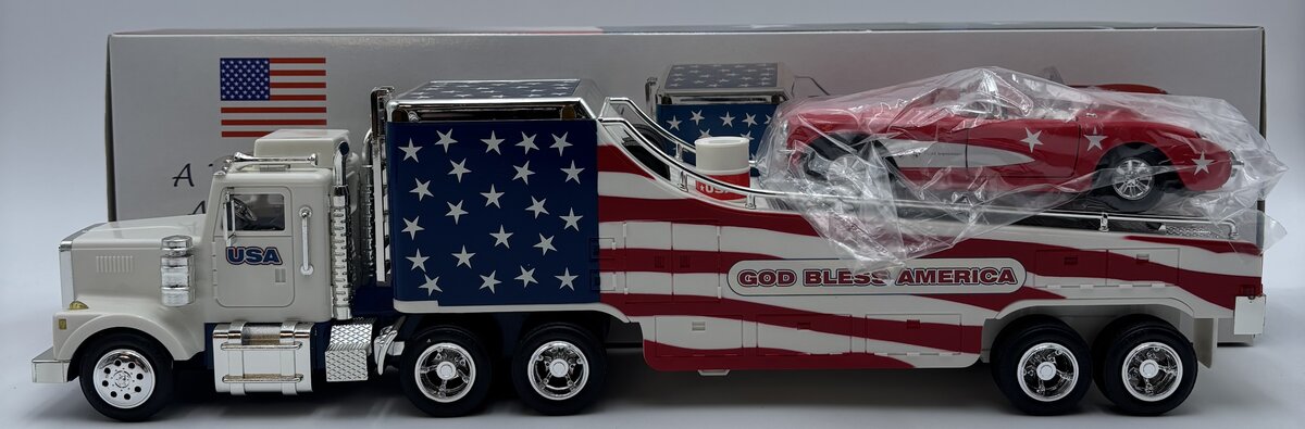 TMT 9-11 God Bless America Car Carrier Truck with Lights and Corvettes