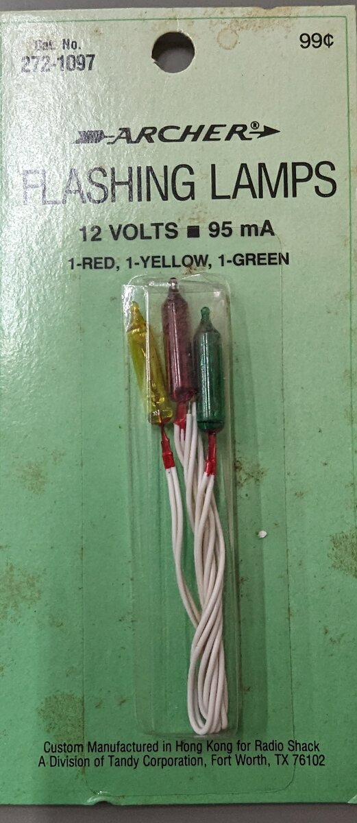 Radio Shack 272-1097 12 Volts 95mA Archer Flashing Light Bulbs