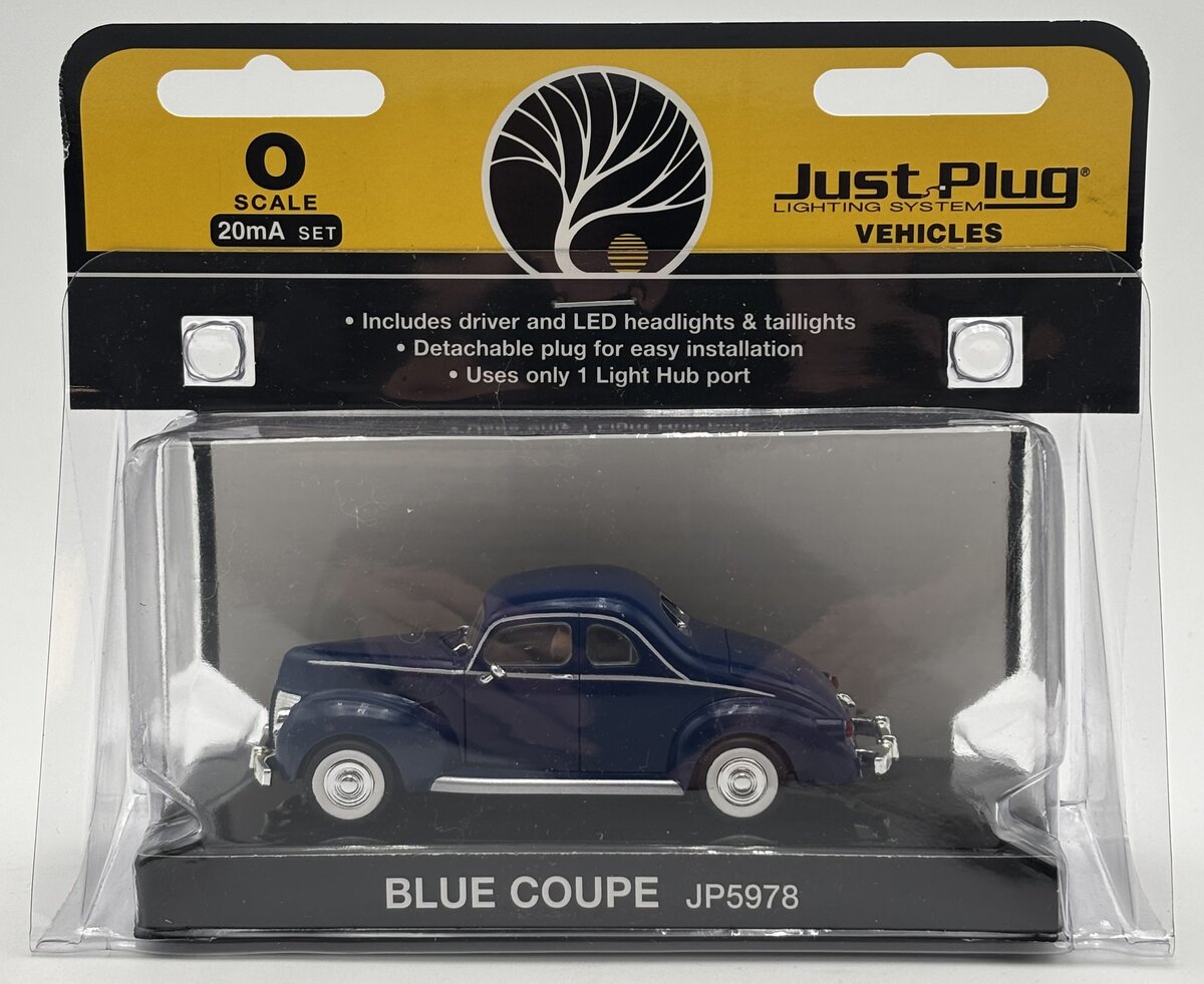 Woodland Scenics JP5978 O Just Plug Blue Coupe Lighted Vehicle