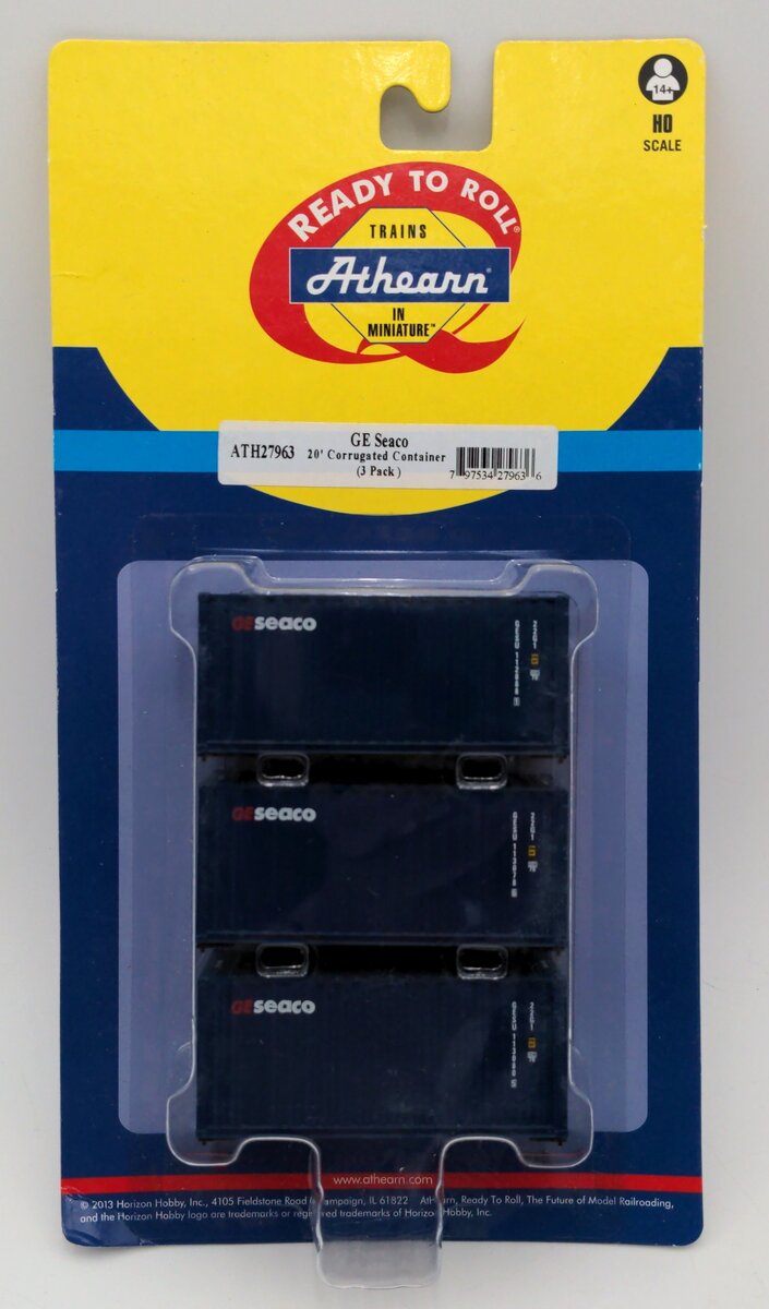 Athearn 27963 HO Scale GE Seaco 20' Corrugated Container (Pack of 3)