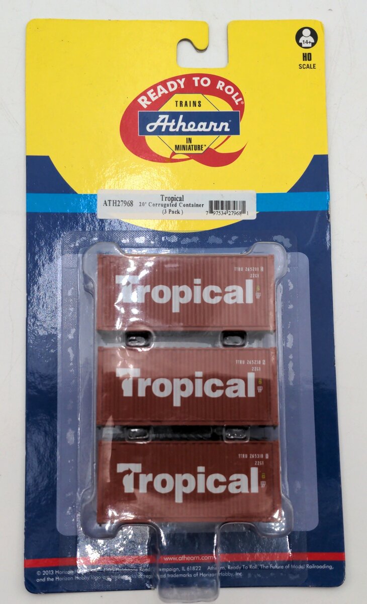 Athearn 27968 HO Scale Bevel Container Tropical (Pack of 3)