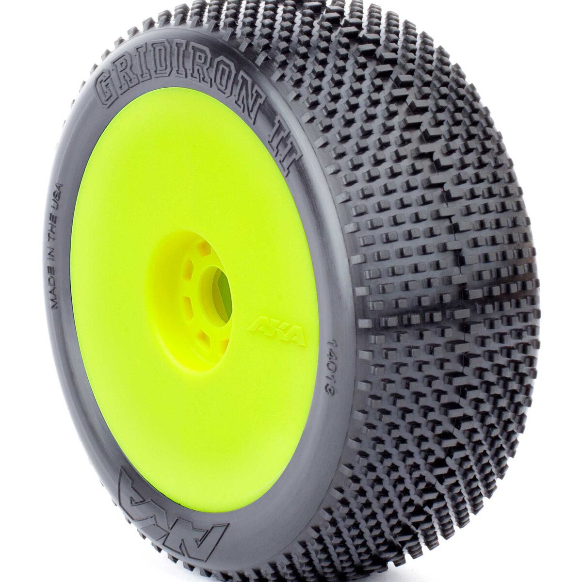 AKA Products, Inc. 14013QRY 1:8 Gridiron II SSLW Pre-Mounted Tires (Pack of 2)