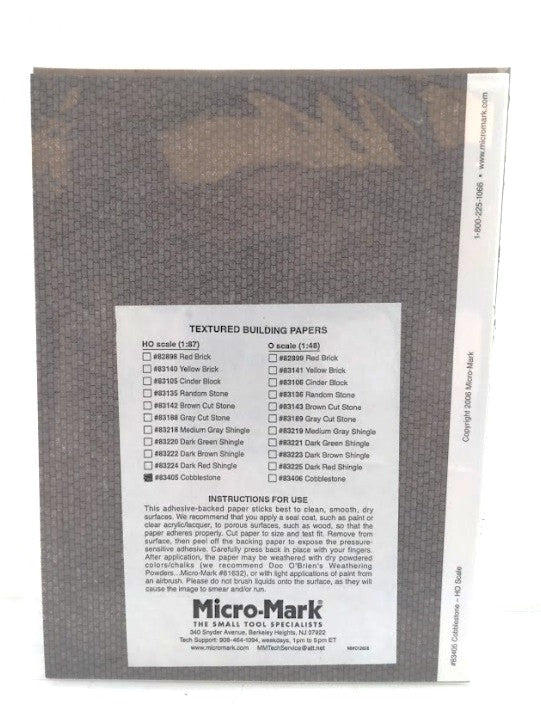 Micro-Mark 83405 HO Scale Cobblestone Textured Building Papers (Pack of 4)